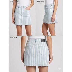 NWT 7 For All Mankind Striped Blue/White Denim Mini Skirt, SIZE 25